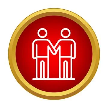 Two people shaking hands in red circle icon Stock Illustration
