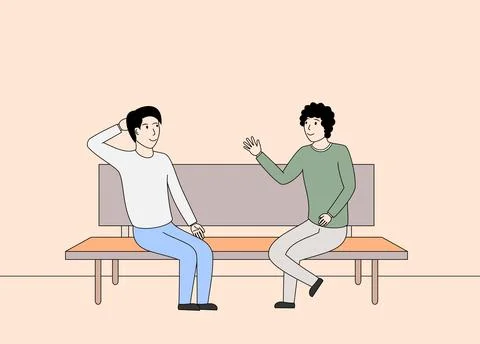 Two people sitting on a bench talking intensely Stock Illustration