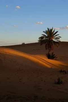 Two people sitting in Erg Chebbi, Merzouga, Morocco Stock Photos