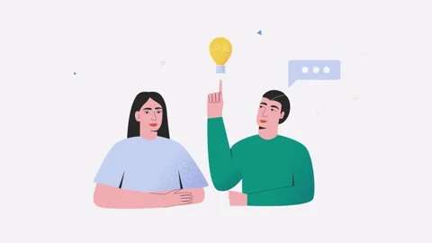 Two people sitting exchanging ideas animation Stock Footage 240091679
