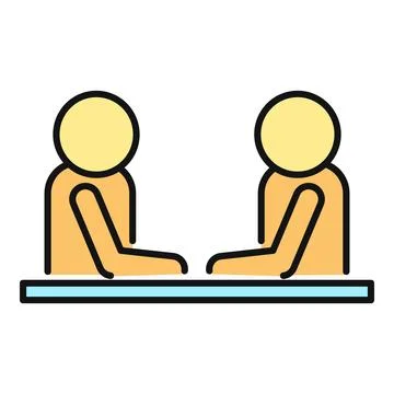 Two people sitting at a table discussing business matters Stock Illustration