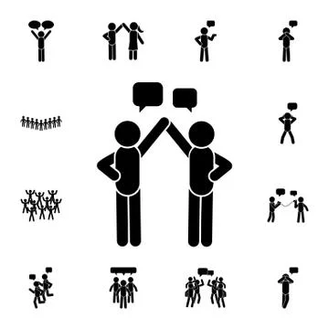 Two people talk, give me five flat vector icon in People talk pack Stock Illustration