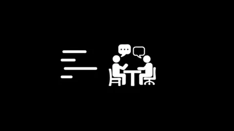 Two people talking across table with motion lines indicating fast conversat.. Видео 346497416