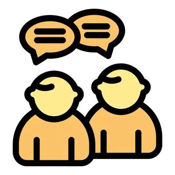 Two people talking and sharing ideas with speech bubbles Stock Illustration