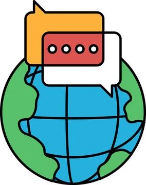 Two people talking to each other on a globe Stock Illustration