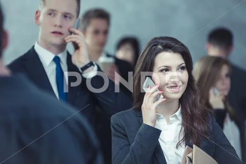 Two people talking on the phone Stock Photos