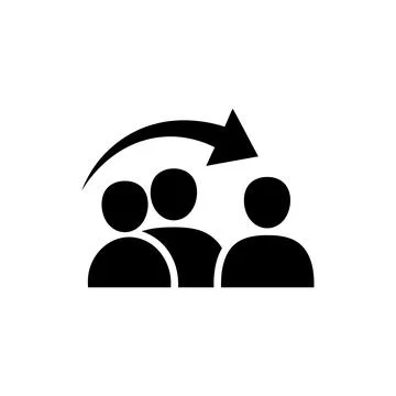Two people with transfer arrow remote work collaboration icon Stock Illustration
