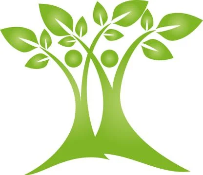 Two people as trees, alternative practitioner, gardener, logo Stock Illustration