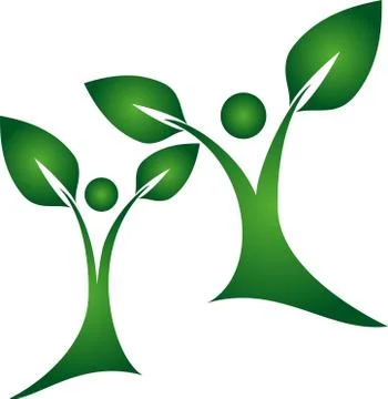Two people as trees, naturopaths, logo Stock Illustration