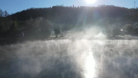 Two people under steam and fog Stock Footage 159083043