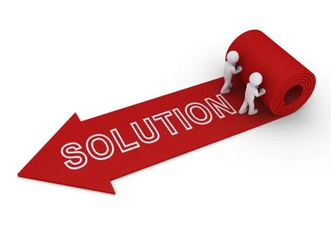 Two people unroll carpet of solution Stock Illustration