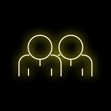 Two people user icon glowing neon outline Ilustração Stock