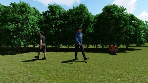 Two People walk and one man Read in site of forest Stock Footage 337834561