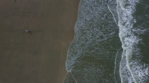 Two people walking over the beach at a slow pace Stock Footage 169955750
