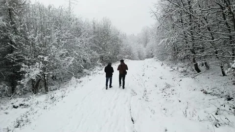 Two people walking in snow Video stock 146534931