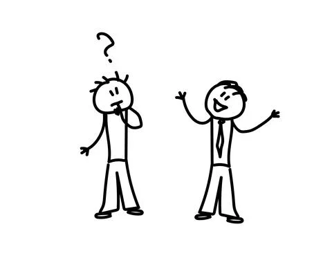 Two people at work are discussing an idea. Sketch. Stock Illustration