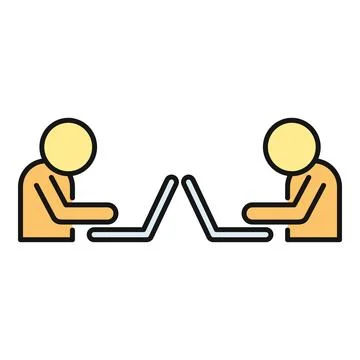 Two people working on laptops for remote collaboration Stock Illustration