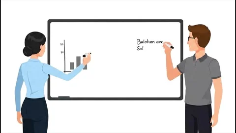 Two Person Explaining Business Presentation Whiteboard Animation Stock Footage 317498852