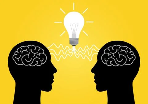 Two person head sharing ideas Stock Illustration
