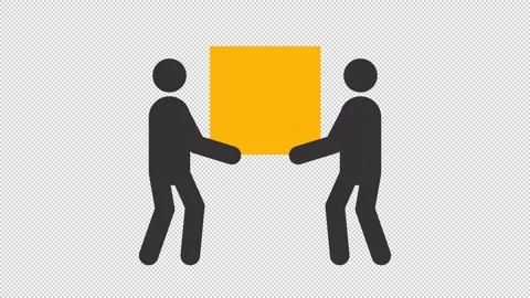 Two person lifting parcel stickman animation silhouette Stock Footage 325400543