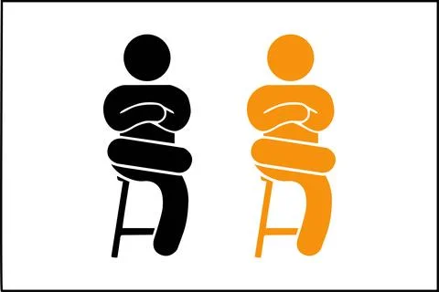 Two person seated on stools in silhouette style Stock Illustration