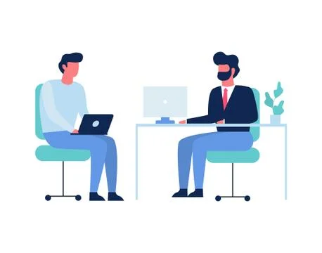 Two person talking on the office. Man sitting イラスト素材