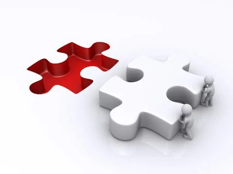 Two persons are pushing last puzzle piece Illustrazione stock