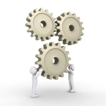 Two persons attach cogwheel Stock Illustration