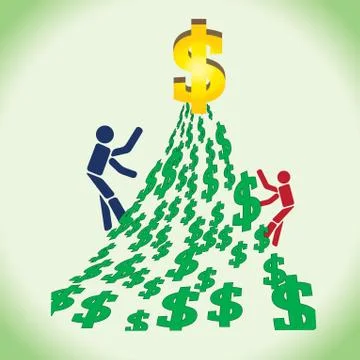 Two persons in competition to reach a big money. Stock Illustration
