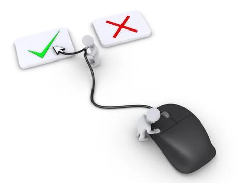 Two persons select right choice using mouse Stock Illustration
