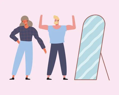 Two persons self acceptance Stock Illustration