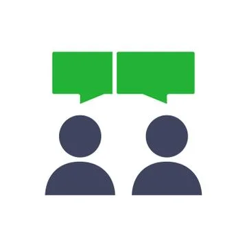Two persons with speech bubbles colored icon. Conversation, diskussion, feedback Stock Illustration