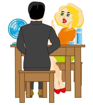 Two persons at the table Stock Illustration