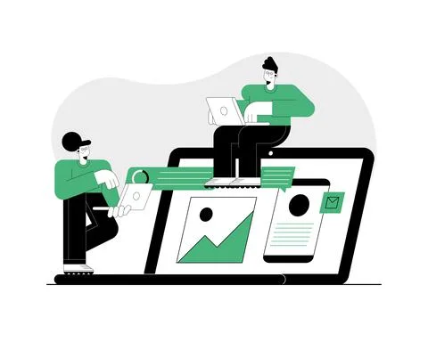 Two persons using technology 스톡 일러스트