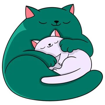 Two pet cats hug each other as a sign of affection Stock Illustration