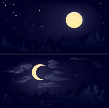 Two phases of the moon Stock Illustration