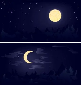 Two Phases of the Moon Stock Illustration