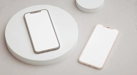 Two phone blank screen mockup in 3D rendering. App interface, ux ui, and web  Illustrazione stock