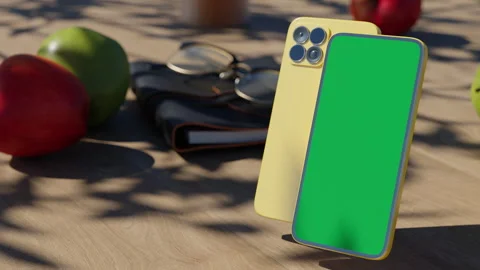 Two phones are vertically positioned with a green screen, the video has a gre Stock Footage 260939961