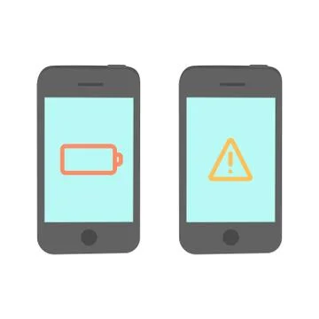 Two phones with problems. Stock Illustration