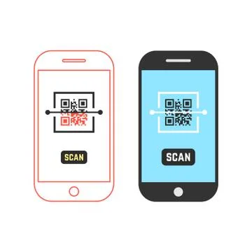 Two phones scanning qr code Stock-Illustration