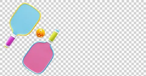 Two pickleball rackets and a ball on a transparent background Stock Illustration