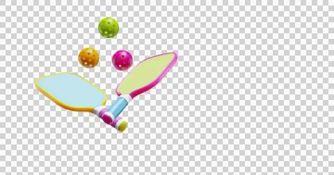 Two pickleball rackets with three balls on a transparent background. Illustrazione stock