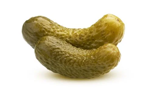Two pickled cucumbers isolated on white background Stock Photos