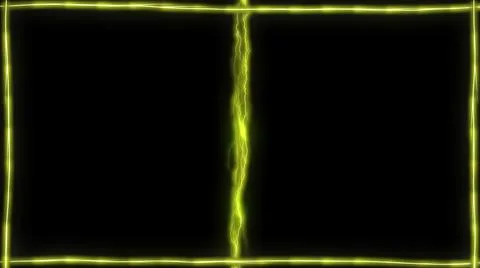 Two-piece frame of yellow lightning on black background Stock Illustration