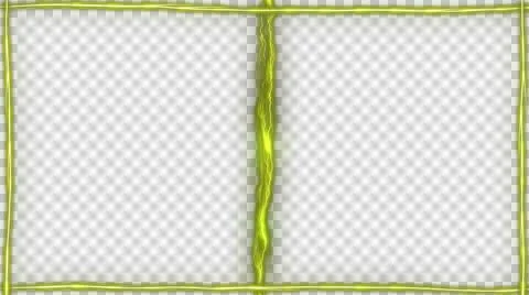 Two-piece frame of yellow lightning on transparent background Stock Illustration