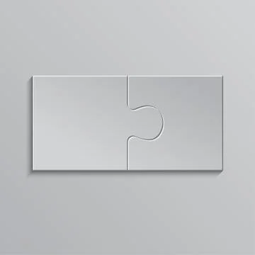 Two Piece Puzzle. 2 Step Jigsaw Object. Puzzle. 스톡 일러스트