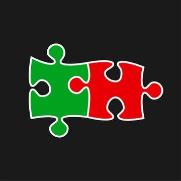Two Piece Puzzle. 2 Step Puzzle Object Couple. 스톡 일러스트
