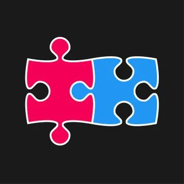 Two Piece Puzzle. 2 Step. Jigsaw. Logo. Stock Illustration