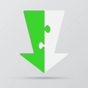Two Piece Puzzle Arrow Down. Arrow Puzzle. Stock Illustration